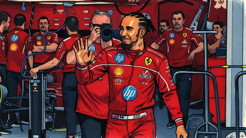 Lewis Hamilton acena para fãs durante o GP do Azerbaijão de F1 em 2025 (Foto: Reprodução)