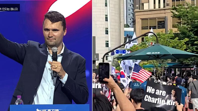 Último discurso de Charlie Kirk na Coreia do Sul, com homenagem nas ruas após sua morte (Foto: Reprodução)