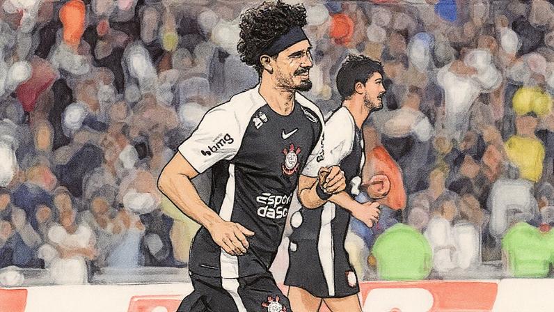 André Ramalho comemora gol do Corinthians durante partida contra o Fluminense (Foto: Reprodução)