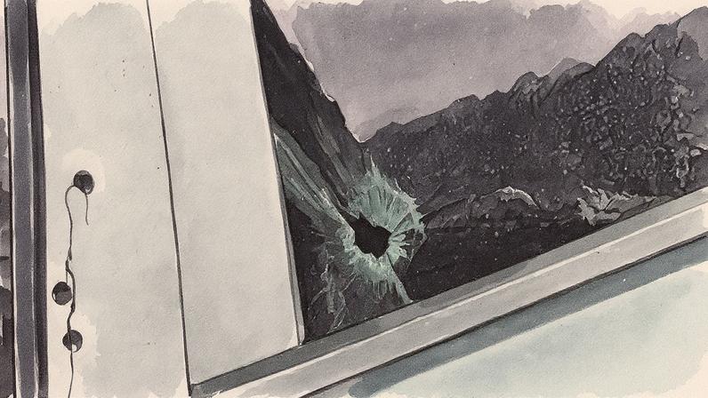 Carro alvejado na Rua Prefeito Olímpio de Melo com diversas marcas de tiros (Foto: Reprodução)