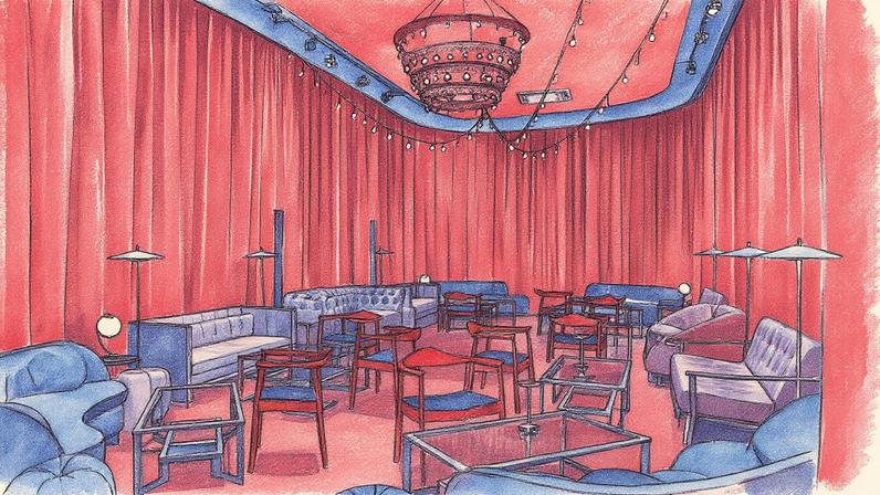 Sala B da Casa de Francisca com mesas e cadeiras dispostas para um evento (Foto: Reprodução)