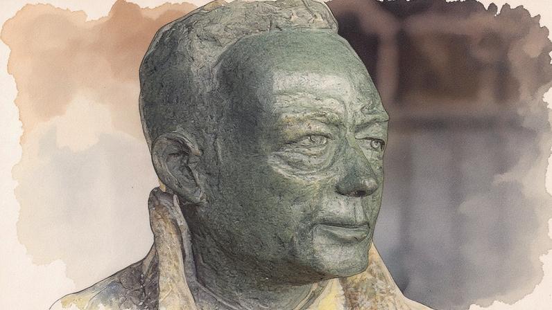 Escultura em homenagem ao escritor Albert Camus (Foto: Reprodução)