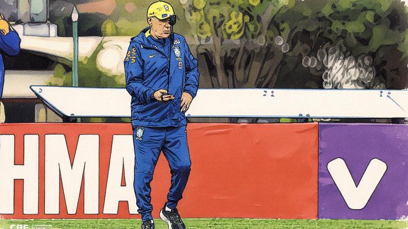 Treinador Ancelotti durante atividade na Granja Comary (Foto: Reprodução)