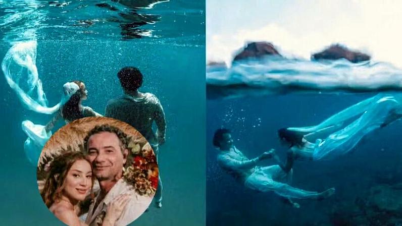 Marco Luque e sua esposa em Fernando de Noronha (Foto: Reprodução)