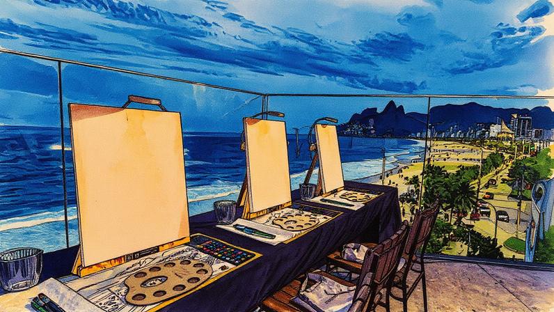 Coquetéis servidos em um ambiente artístico no Hotel Arpoador (Foto: Reprodução)