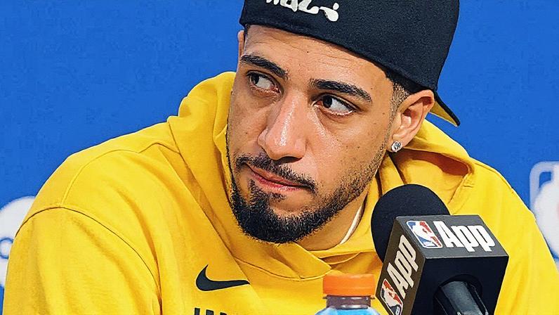 Tyrese Haliburton, jogador do Indiana Pacers, em entrevista coletiva durante as Finais da NBA (Foto: Reprodução)