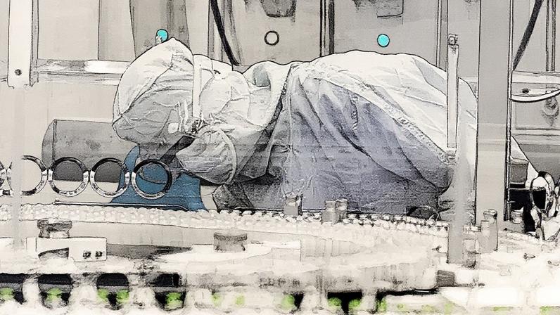 Bandeiras com os logotipos da farmacêutica dinamarquesa Novo Nordisk são exibidas durante a apresentação do relatório anual da empresa em Bagsvaerd, Dinamarca (Foto: Reprodução)