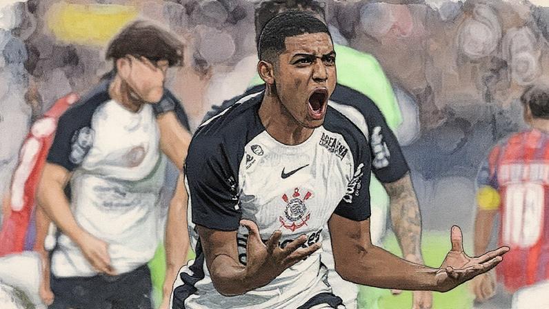 Jogador do Corinthians comemora gol marcado durante a partida (Foto: Reprodução)