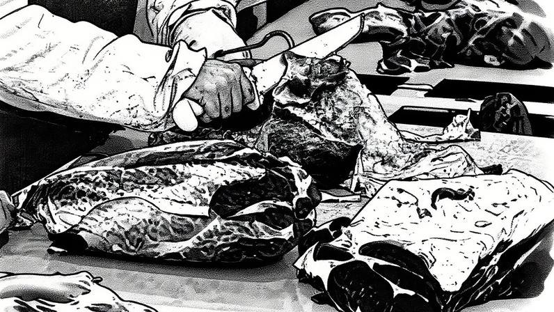 Trabalhador corta carne em frigorífico (Foto: Reprodução)