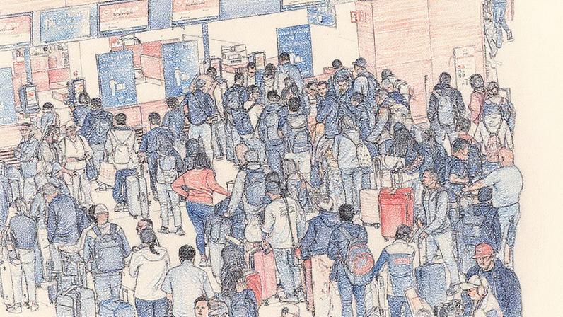 Passageiros fazem 'check-in' na Terminal 1 do aeroporto de Brandenburgo, em Berlim, após ciberataque (Foto: Reprodução)