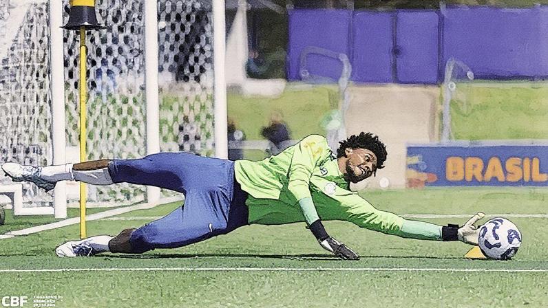 Hugo Souza treina com a Seleção Brasileira (Foto: Reprodução)