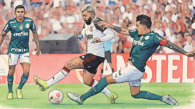 Gustavo Gómez em campo durante a final da CONMEBOL Libertadores entre Flamengo e Palmeiras (Foto: Reprodução)