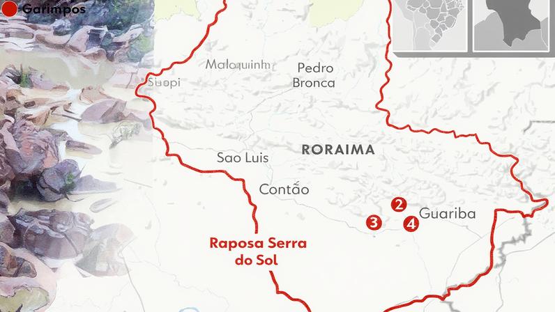 Infográfico sobre garimpo na terra indígena Raposa Serra do Sol, em Roraima (Foto: Reprodução)