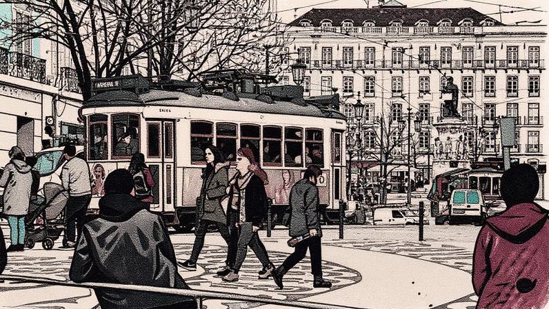 Pedestres caminham pelo centro de Lisboa (Foto: Reprodução)