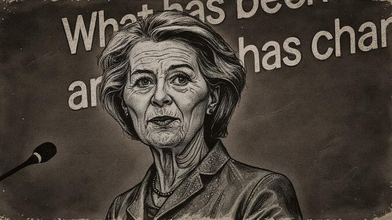 Ursula von der Leyen, presidente da Comissão Europeia, concede entrevista coletiva sobre o progresso um ano após o "relatório Draghi" na sede da UE em Bruxelas (Foto: Reprodução)