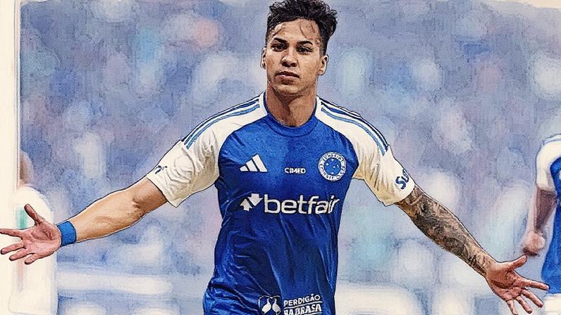 Kaio Jorge comemora após marcar um gol para o Cruzeiro em partida contra o Palmeiras (Foto: Reprodução)