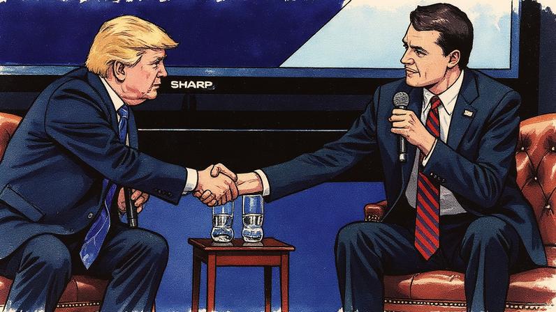 Presidente dos EUA cumprimenta influenciador em evento para jovens conservadores (Foto: Reprodução)