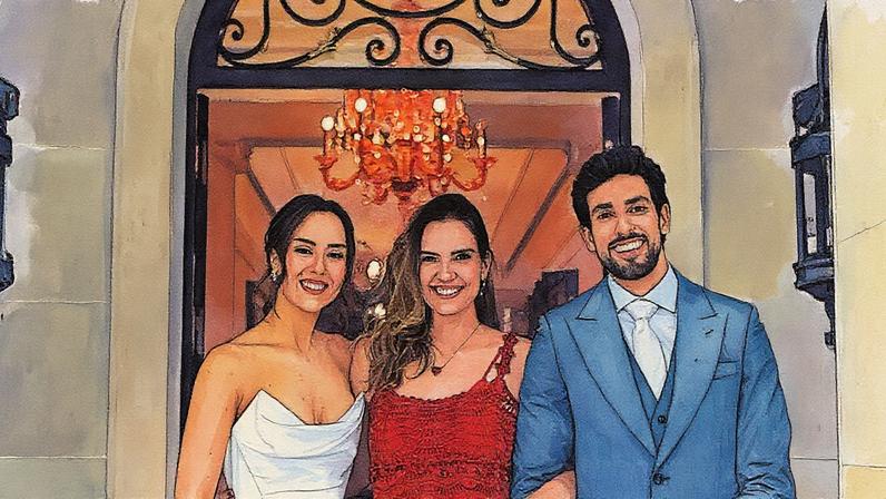 Lara Silva e Julinho Casares oficializam a união na mansão da família Silva (Foto: Reprodução)