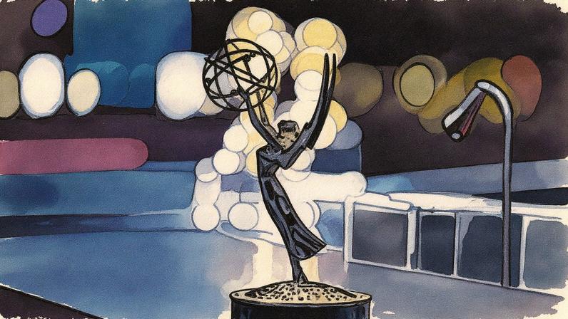Estatueta do Emmy durante a cerimônia de premiação em Los Angeles (Foto: Reprodução)