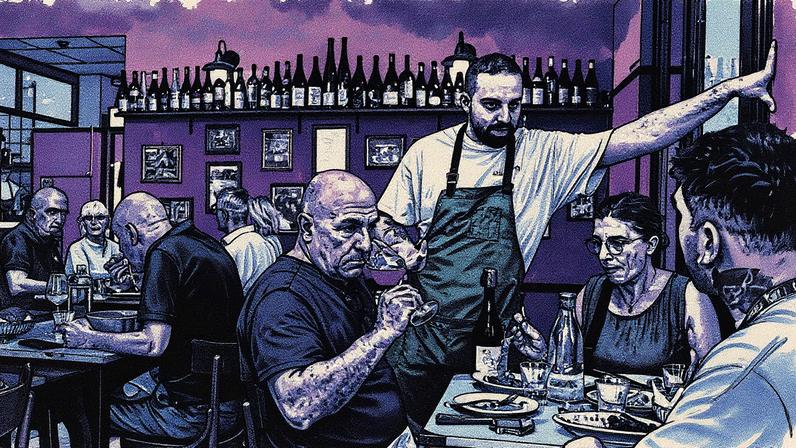 Clientes no salão de um restaurante que combina cozinha tradicional e inovações gastronômicas em Garbatella, Roma (Foto: Reprodução)