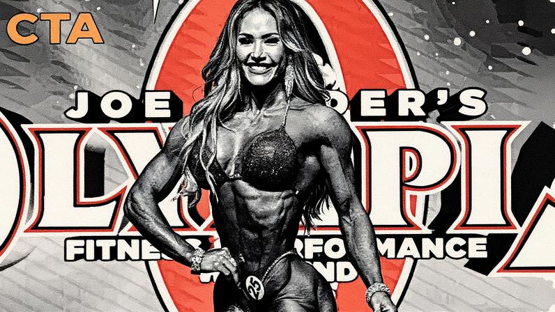 Francielle Mattos durante o Olympia 2023, onde conquistou seu terceiro título mundial (Foto: Reprodução)