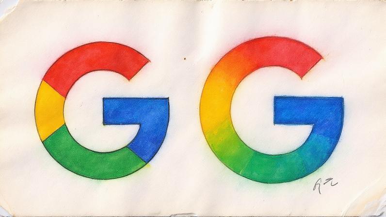 Google’s old logo (left) vs. its new one (right)