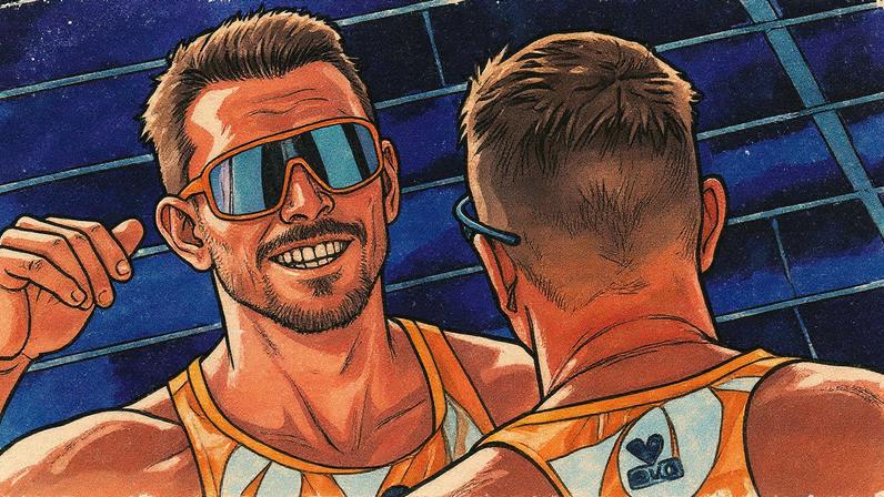 Holandeses Boermans e De Groot comemoram ponto na vitória sobre a dupla brasileira em Copacabana (Foto: Divulgação)