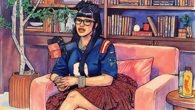 Cardi B wore boyfriend Stefan Diggs' NFL jersey for her "Call Her Daddy" interview on Wednesday. Call Her Daddy/YouTube