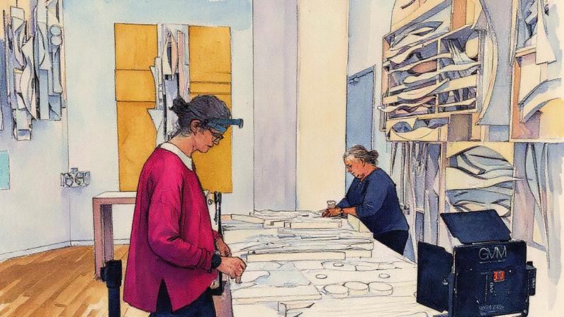 Operating room: the conservators Martha Singer and Jean Dommermuth treat damage to Louise Nevelson’s painted sculptures, created for the Chapel of the Good Shepherd inside St Peter’s Lutheran Church, New York City