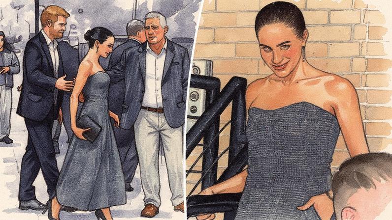 Meghan Markle was spotted leaving. NYC’s Chez Margaux with Prince Harry on Sunday night, wearing a tweed dress by Chanel. BlayzenPhotos / BACKGRID