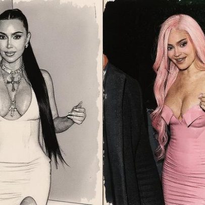 Kylie Jenner e Kim Kardashian brilham com vestidos de látex em Los Angeles