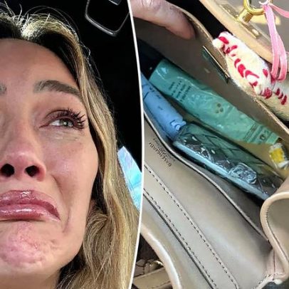 Hilary Duff chora após derramar café na bolsa Balenciaga