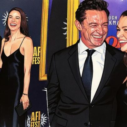 Hugh Jackman e Sutton Foster chegam sorrindo à estreia de Song Sung Blue