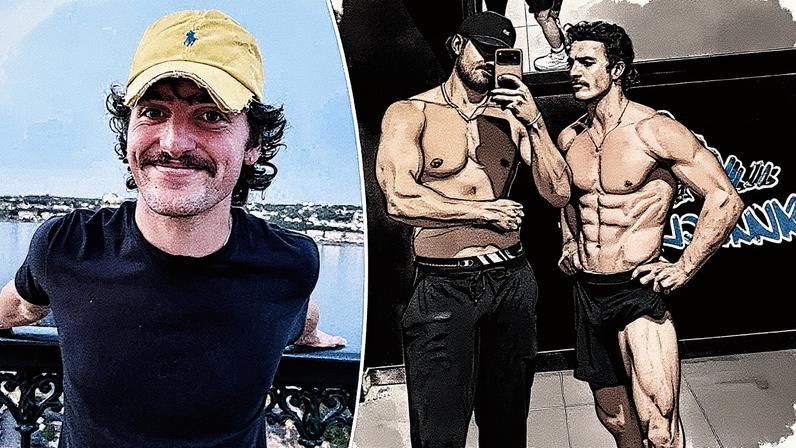 Benson Boone (right) shared a gym selfie via Instagram on Wednesday to show off his muscular physique. Benson Boone/Instagram