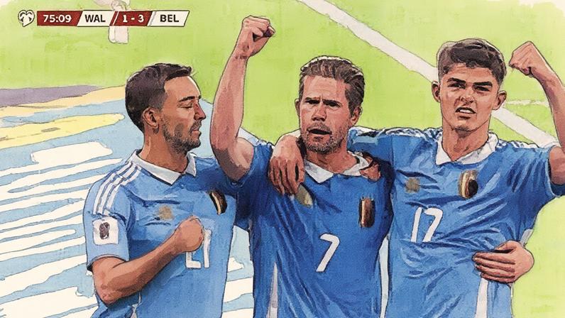 Courtois tenta pegar o rato que invadiu o campo em País de Gales x Bélgica pelas Eliminatórias da Copa do Mundo 2026 — Foto: Action Images via Reuters/Matthew Childs