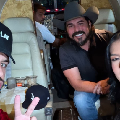 Beijo televisivo leva Zé Felipe e Ana Castela a jatinho, cantor provoca marmita