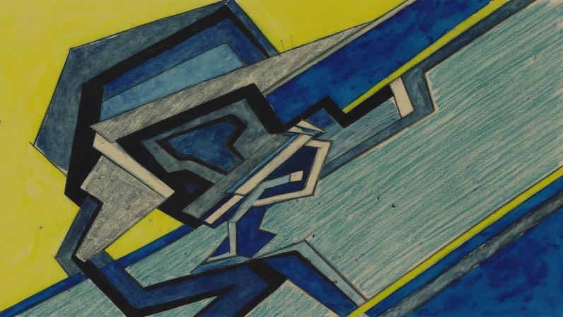 Abstract Composition in Blue and Yellow (around 1915) by Helen Saunders. Like Jessica Dismorr, Saunders found herself disparaged and sidelined within the male-dominated Vorticist movement © the estate of Helen Saunders