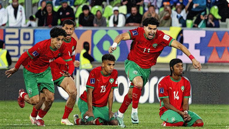 Jogadores de Marrocos comemoram classificação para a final do Mundial Sub-20 — Foto: REUTERS/Rodrigo Garrido