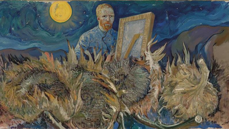 Left to right: Van Gogh’s Self-portrait (April-June 1887), Van Gogh’s Self-portrait as a Painter (December 1887-February 1888), Van Gogh’s Wheatfield with Reaper (September 1889) and Van Gogh’s Four Sunflowers Gone to Seed (October 1887) Kröller-Müller Museum, Otterlo; Van Gogh Museum, Amsterdam (Vincent van Gogh Foundation); Van Gogh Museum, Amsterdam (Vincent van Gogh Foundation); Kröller-Müller Museum, Otterlo