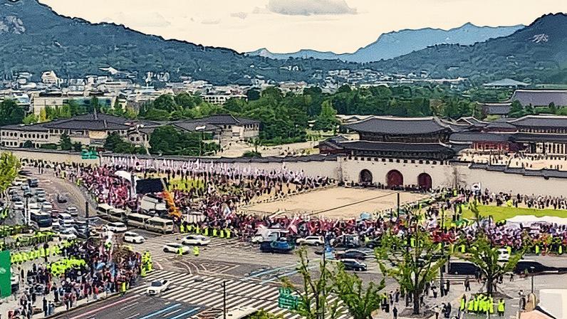 Protesters in South Korea gather near Gyeongbokgung Palace in central Seoul amid rising anti-China sentiment in the country.