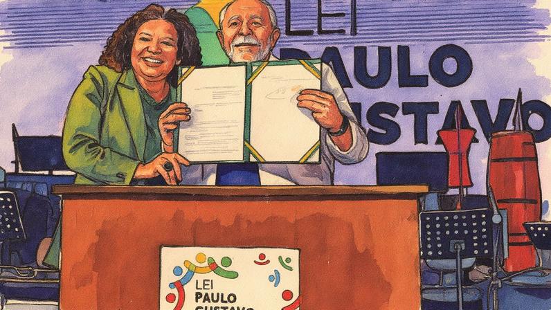 Irregularidade: a ministra da Cultura, Margareth Menezes, e o presidente Lula, em cerimônia de lançamento da lei Paulo Gustavo, em Salvador. A Polícia Federal apura desvio de recursos públicos na execução da lei, por meio de projetos de fachada. (Foto: Ricardo Stuckert/PR)