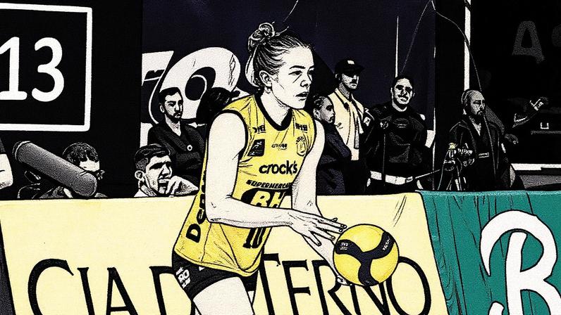 Michelle em ação contra o Flamengo, no primeiro turno da Superliga 25/26 (Foto: Mariana Sá/ Flamengo)