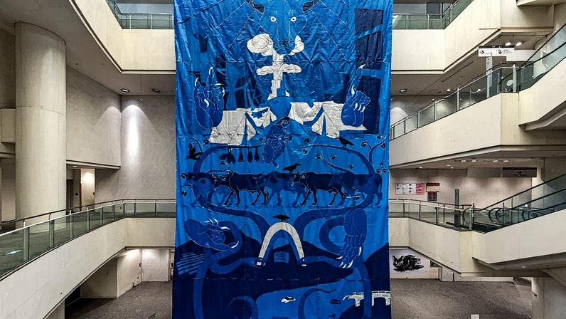 Kubo Hiroko's The Lion with Four Blue Hands (2025) ©︎ Aichi Triennale Organizing Committee Photo: ToLoLo studio