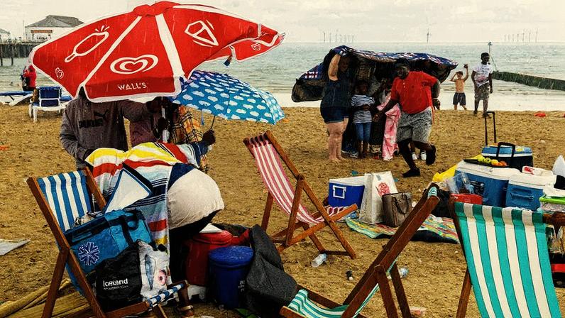 Clacton Beach, Clacton, England (2017); Parr is perhaps best known for his images of British seaside life © Martin Parr/Magnum Photos