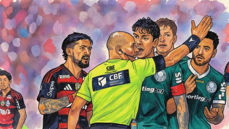 Arbitragem na partida entre Flamengo x Palmeiras (Foto: Thiago Ribeiro/AGIF)