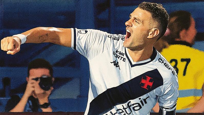 Vegetti comemora gol pelo Vasco contra o Bragantino (Foto: Anderson Romao/AGIF)