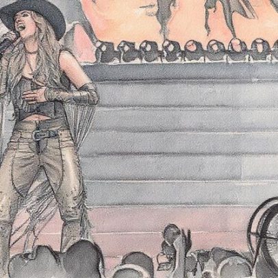 Lainey Wilson decide entre vestido e pantalonas boca de sino no casamento