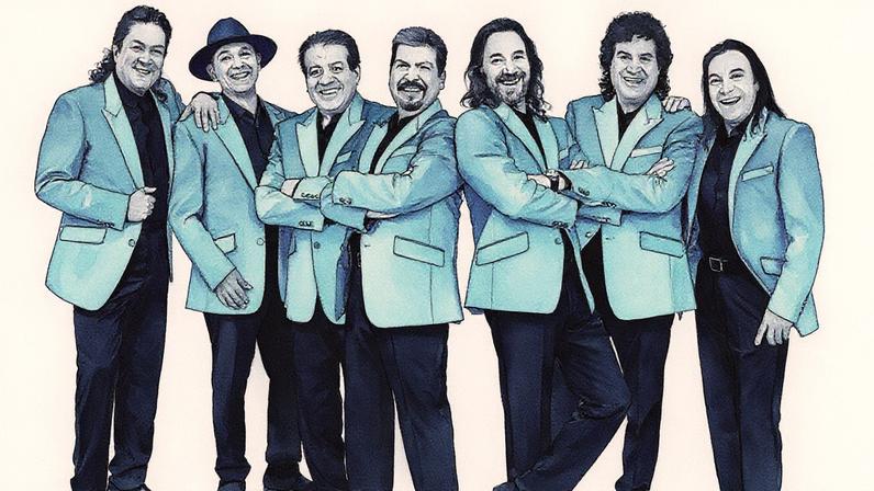 José Guadarrama, Eusebio "El Chivo" Cortez, Pedro Sánchez, Joel Solís, Marco Antonio Solís, Roberto Guadarrama, and Jose Javier Solís of Los Bukis