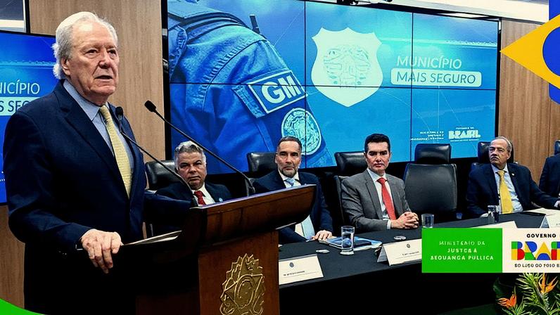 Ministro Ricardo Lewandowski lança o Programa Município Mais Seguro, que prevê recursos de R$ 171 milhões para Guardas Municipais. Foto: Isaac Amorim (MJSP)