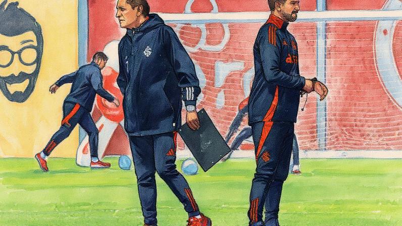 Ramón Díaz e Emiliano Díaz, técnico e auxiliar do Internacional, no CT Parque Gigante (Foto: Ricardo Duarte/SC Internacional)